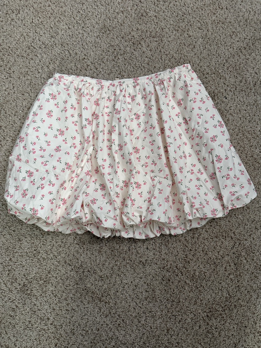 Peach Love California White Mini Skirt with Pink Rose Detail Size L